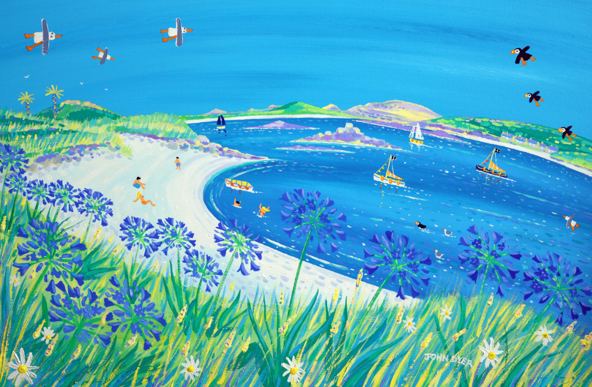 'Perfect Day, Apple Bay, Tresco', 24x36 inches acrylic on canvas. Cornwall Art Gallery Painting by Cornish Artist John Dyer