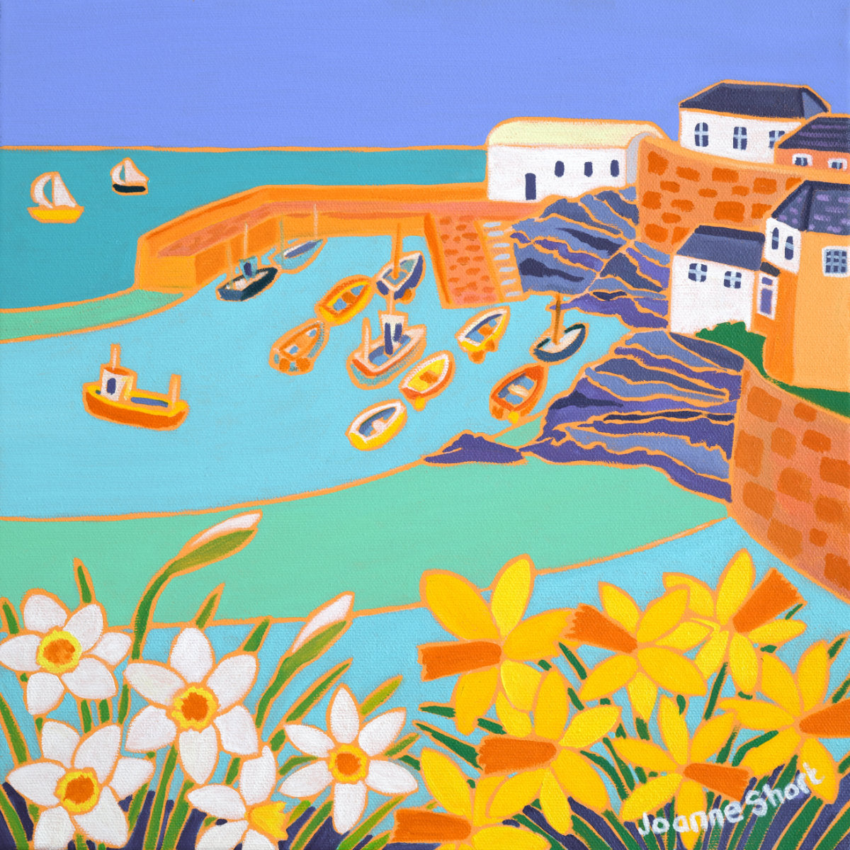 'Spring Tide, Coverack'. 12 x 12 inches Original Oil Painting on Canvas by Cornish Artist Joanne Short
