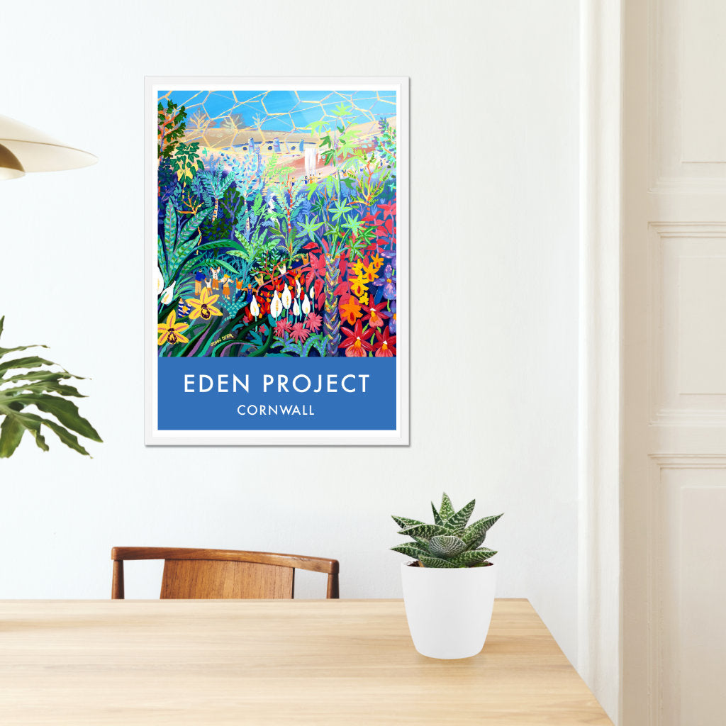 Eden Project Art Poster Print by Cornish Artist John Dyer of The Eden Project Rainforest Biome, Rainforest Orchids