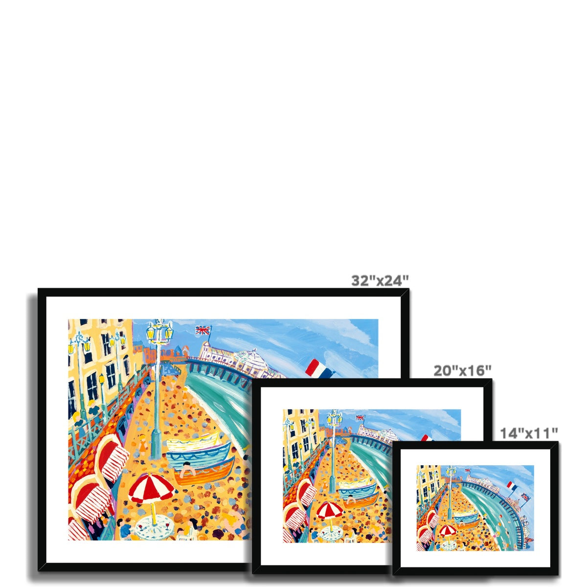 John Dyer Framed Open Edition Seaside Art Print. 'Flags on the Palace Pier, Brighton'