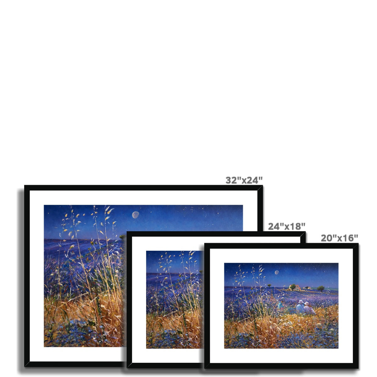 'Lavender Fields under the Stars, Provence' by Ted Dyer. Framed Open Edition French Fine Art Print.