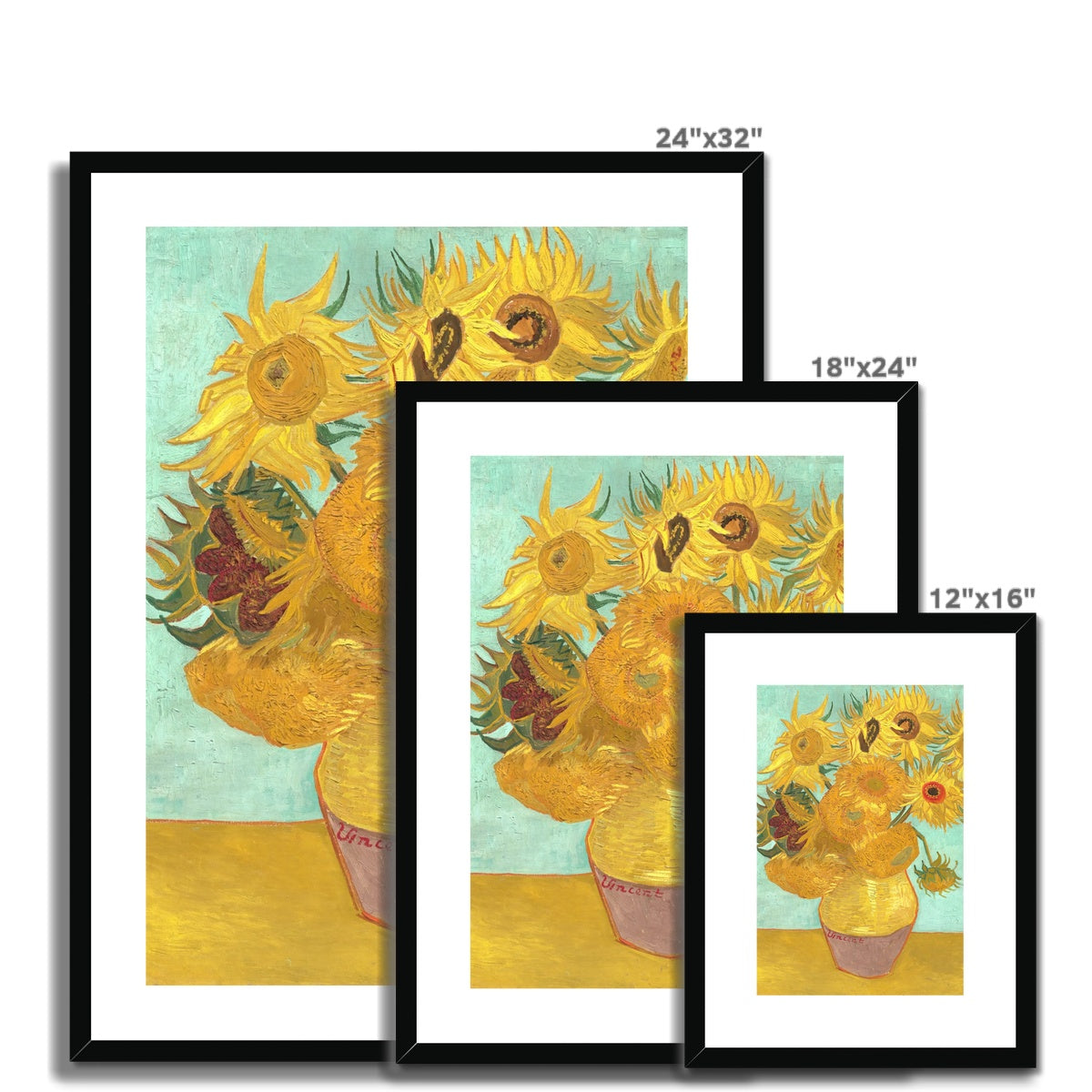 Vincent Van Gogh Framed Open Edition Fine Art Print. &#39;Sunflowers&#39;. Garden Flowers. Art Gallery Historic Art