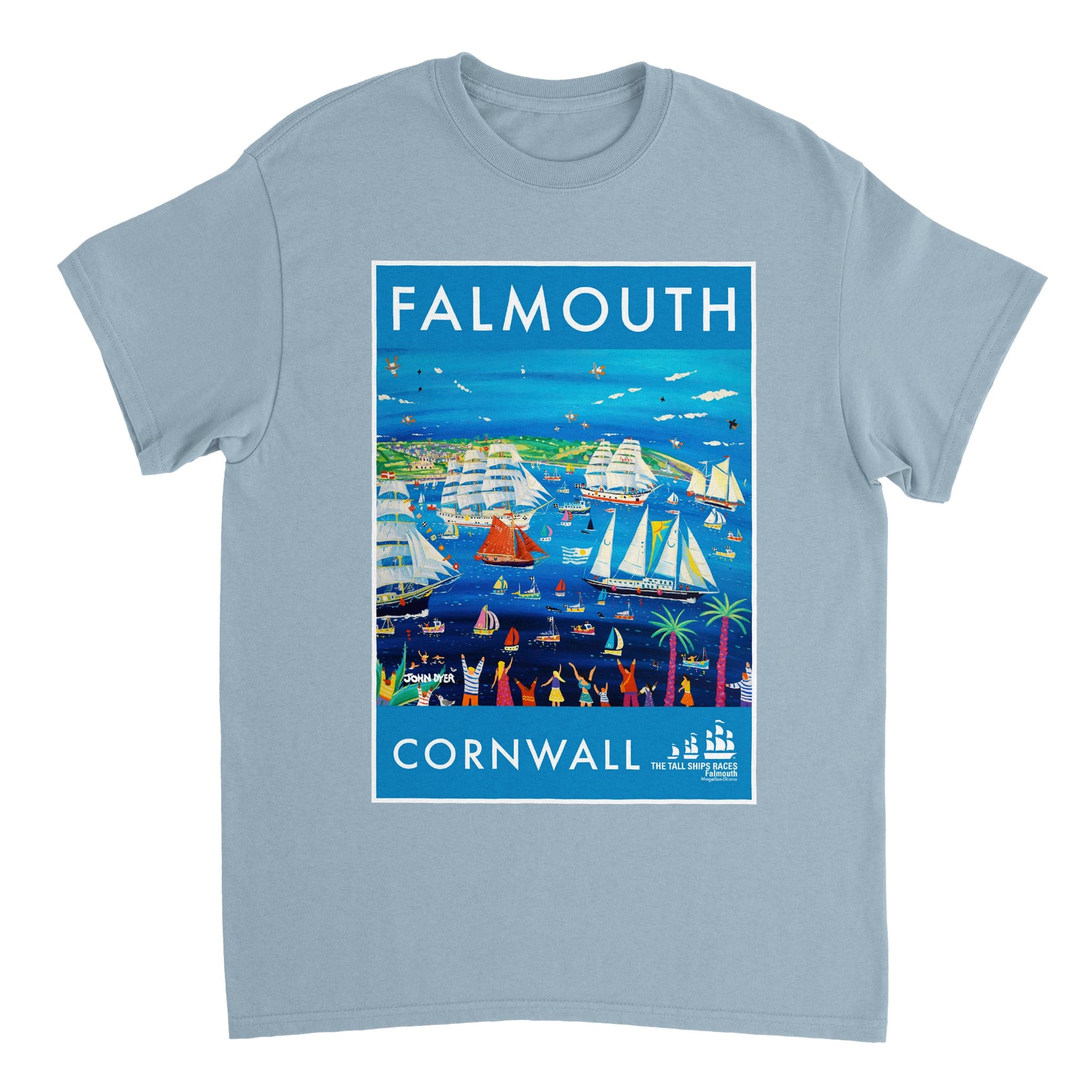 John Dyer Unisex Falmouth Tall Ships Art T-Shirt. 'Tall Ships and Small Ships 2023'. Cornwall Art Gallery