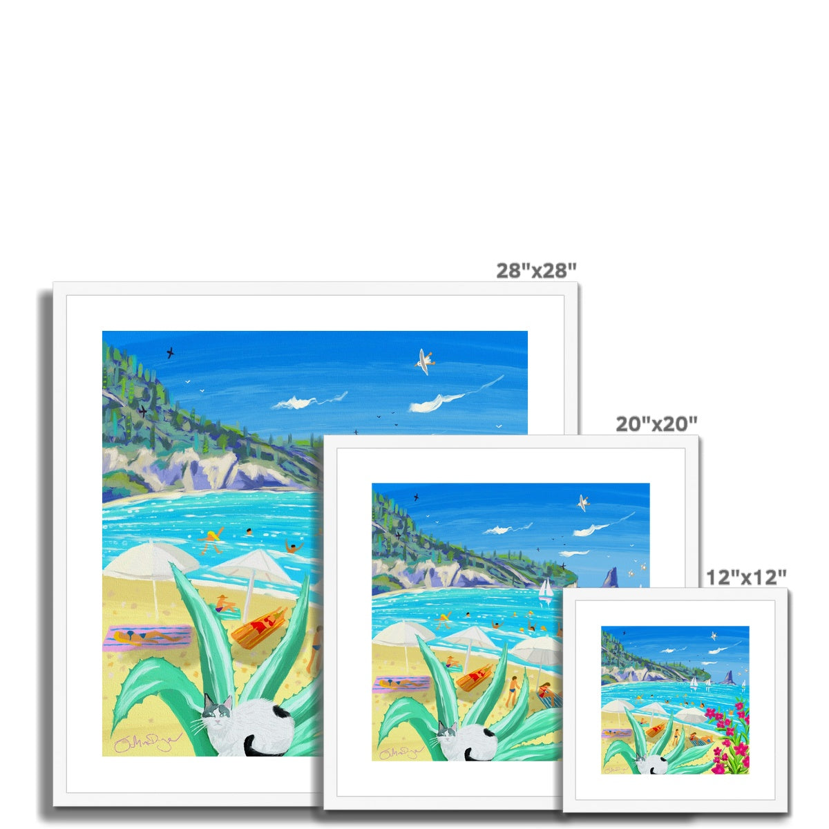 John Dyer Greece Artwork. Framed Open Edition Art Print. &#39;Beachside Bliss in Corfu, Greece&#39;. Greek Art Gallery