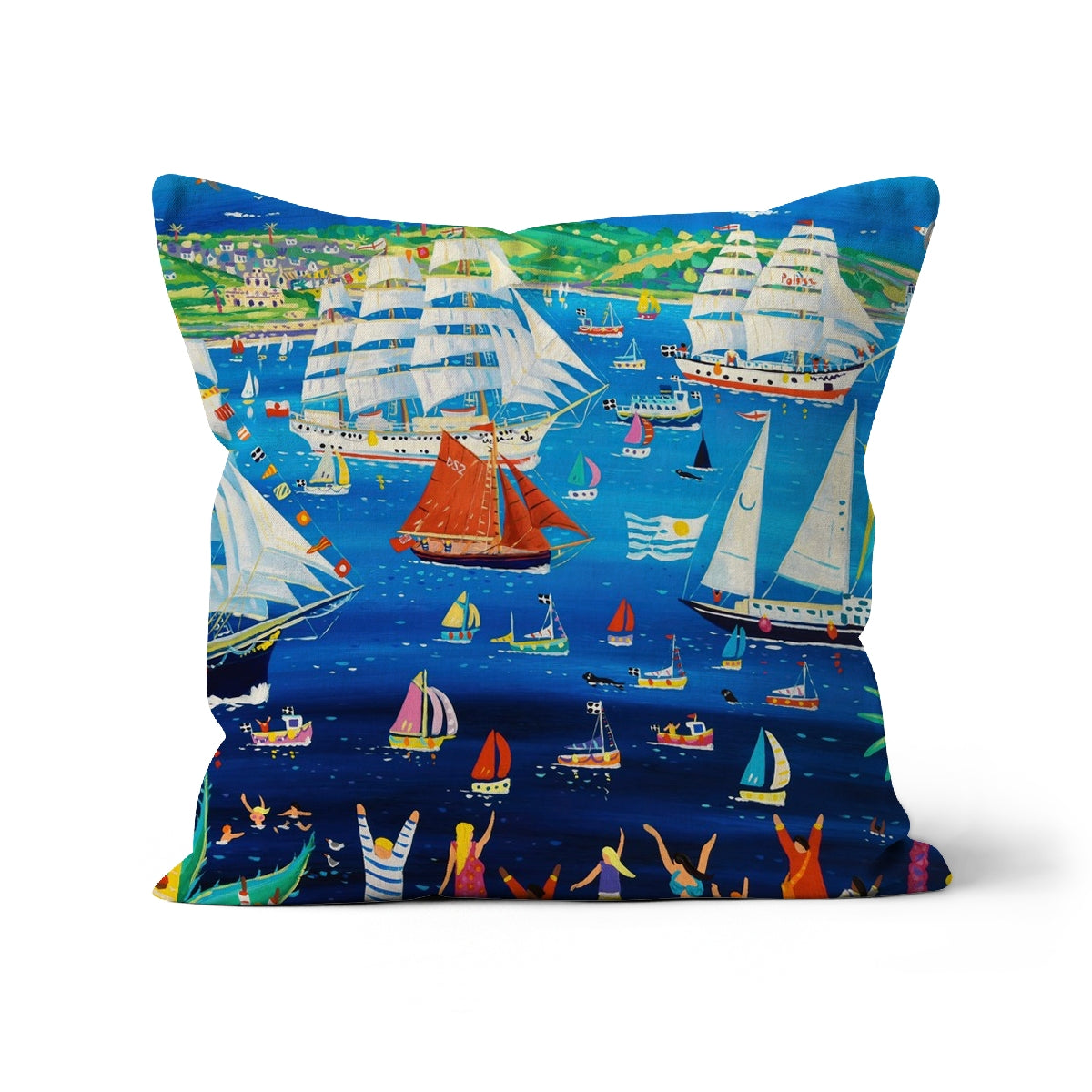 Tall Ships, Falmouth, Cornwall Art Cushion by John Dyer