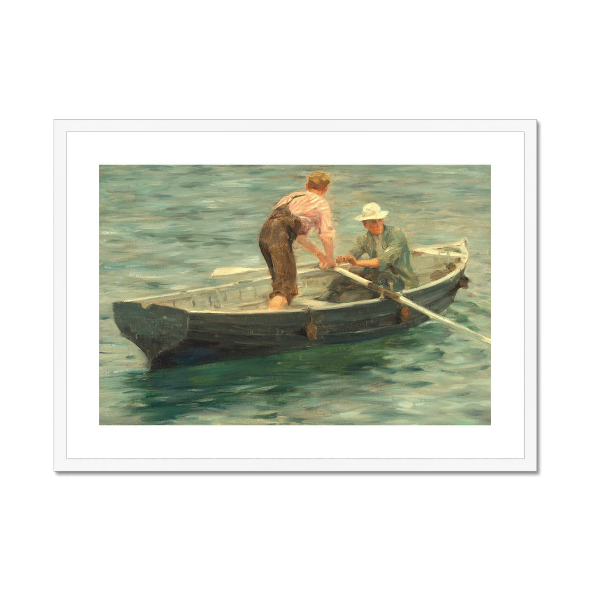 Going Ashore for the Skipper by Henry Scott Tuke. Framed Open Edition Fine Art Print. Historic Art