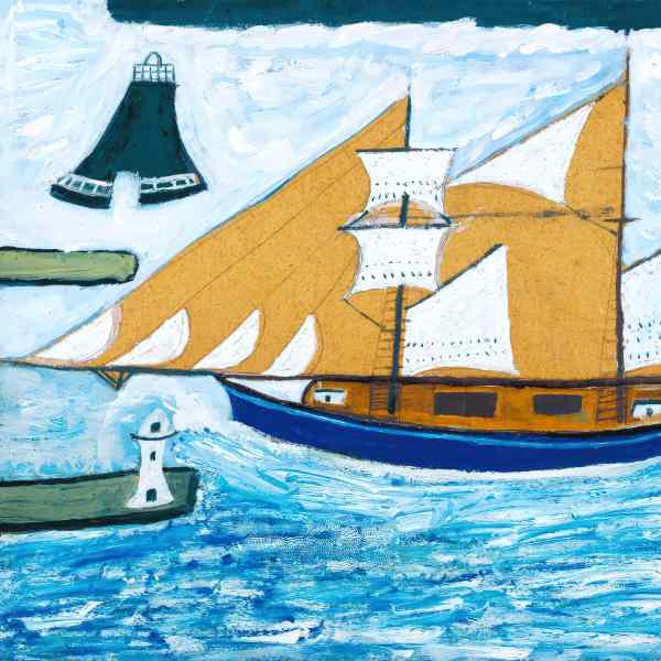 Alfred Wallis Art Pint - Tall Ship, St Ives, Cornwall - The Blue Ship