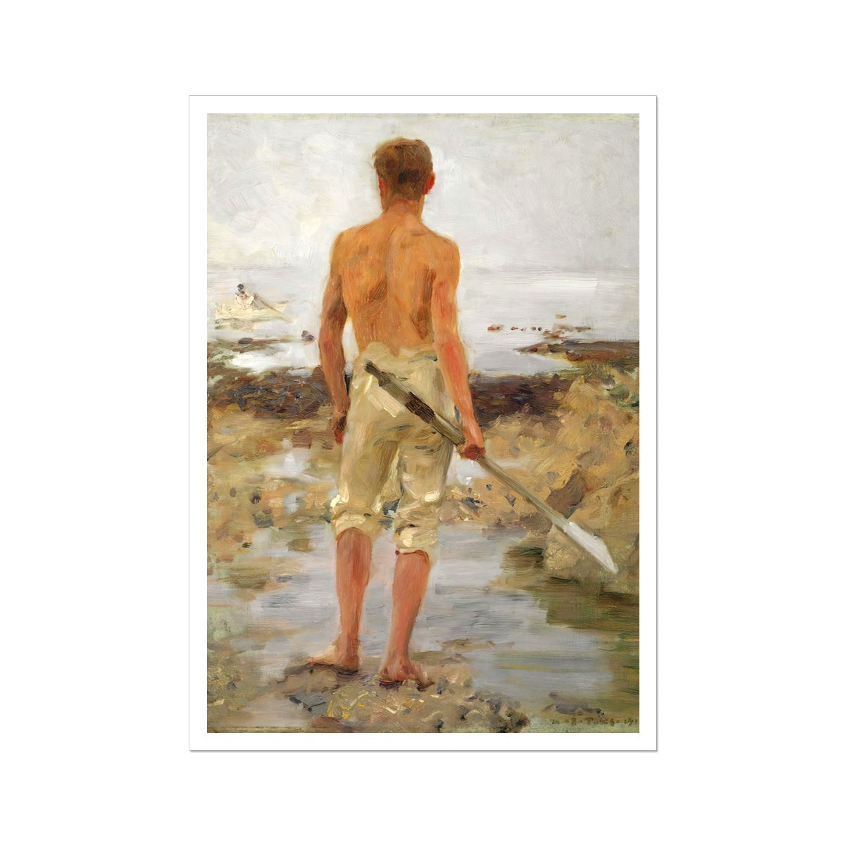 Henry Scott Tuke Open Edition Art Print. A Boy with an Oar. Art Gallery Historic Art