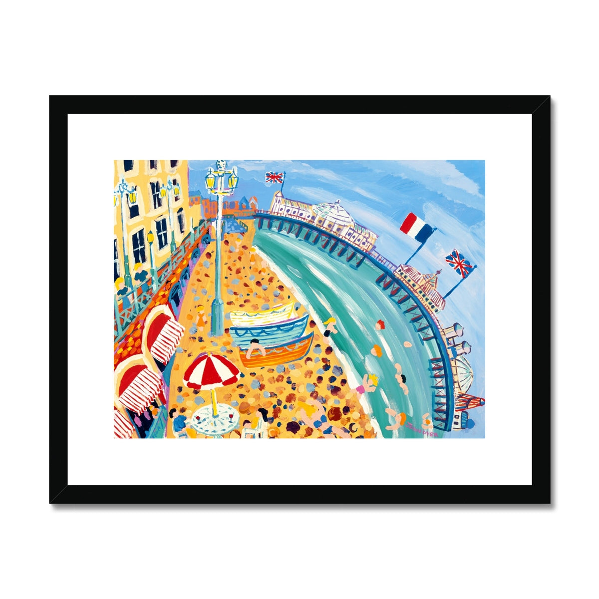 John Dyer Framed Open Edition Seaside Art Print. 'Flags on the Palace Pier, Brighton'