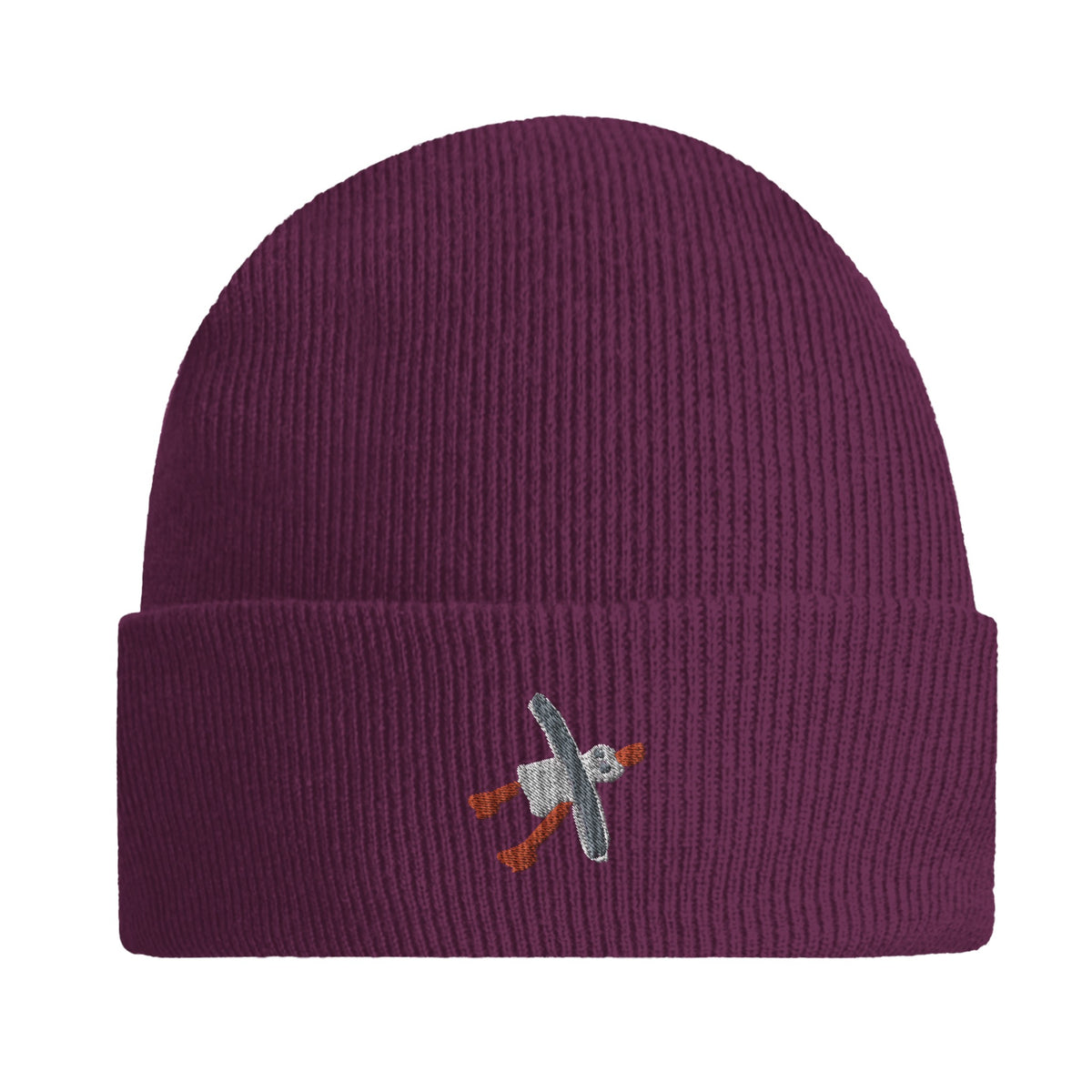 Original Beechfield Cuffed Beanie with John Dyer Embroidered Cornish Seagull - purple