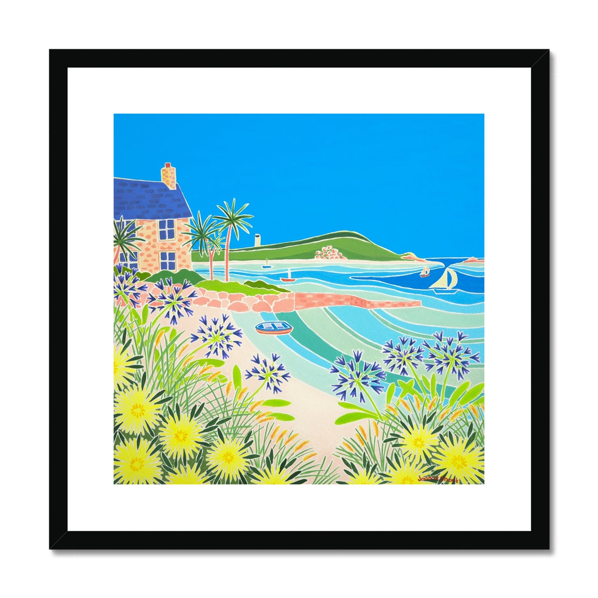 Joanne Short Framed Open Edition Cornish Art Print. 'Island Morning, Old Grimsby, Tresco'.