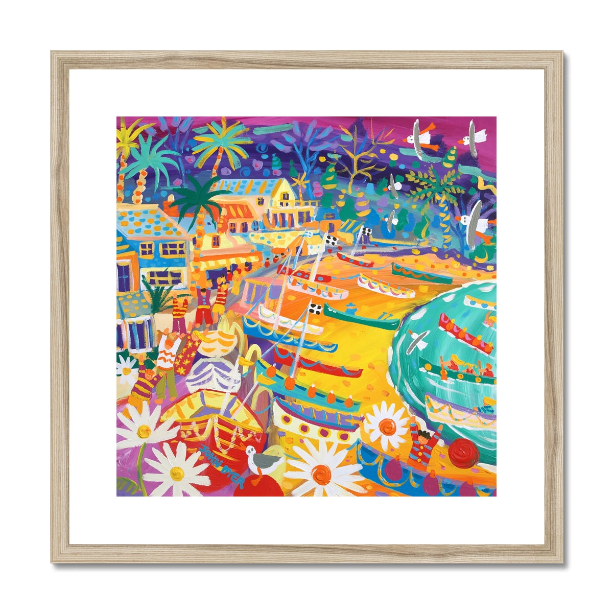 John Dyer Framed Open Edition Cornish Art Print. 'Tropical Colours Helford Passage, Cornwall'.