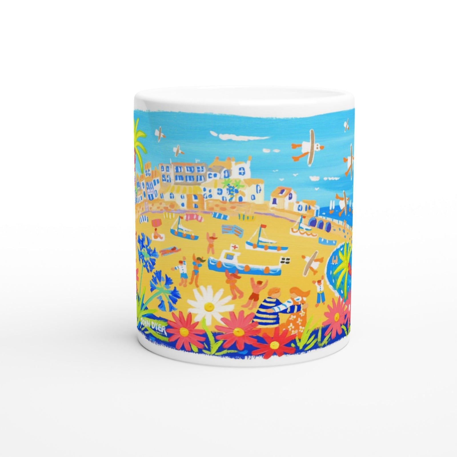 John Dyer Ceramic Cornish Art Mug. Summertime Days, St Ives