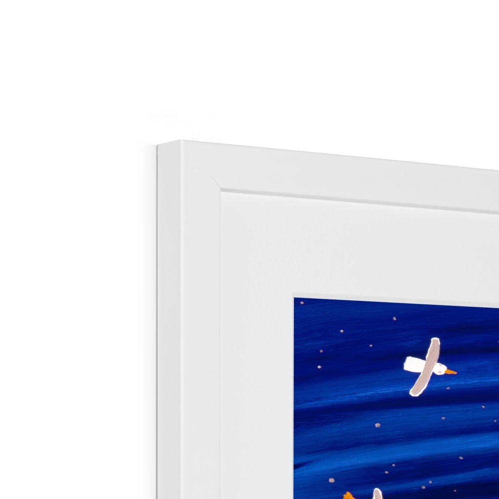 John Dyer Framed Open Edition Cornish Art Print. 'Excitement under the Stars, Mounts Bay Eclipse, Cornwall'.