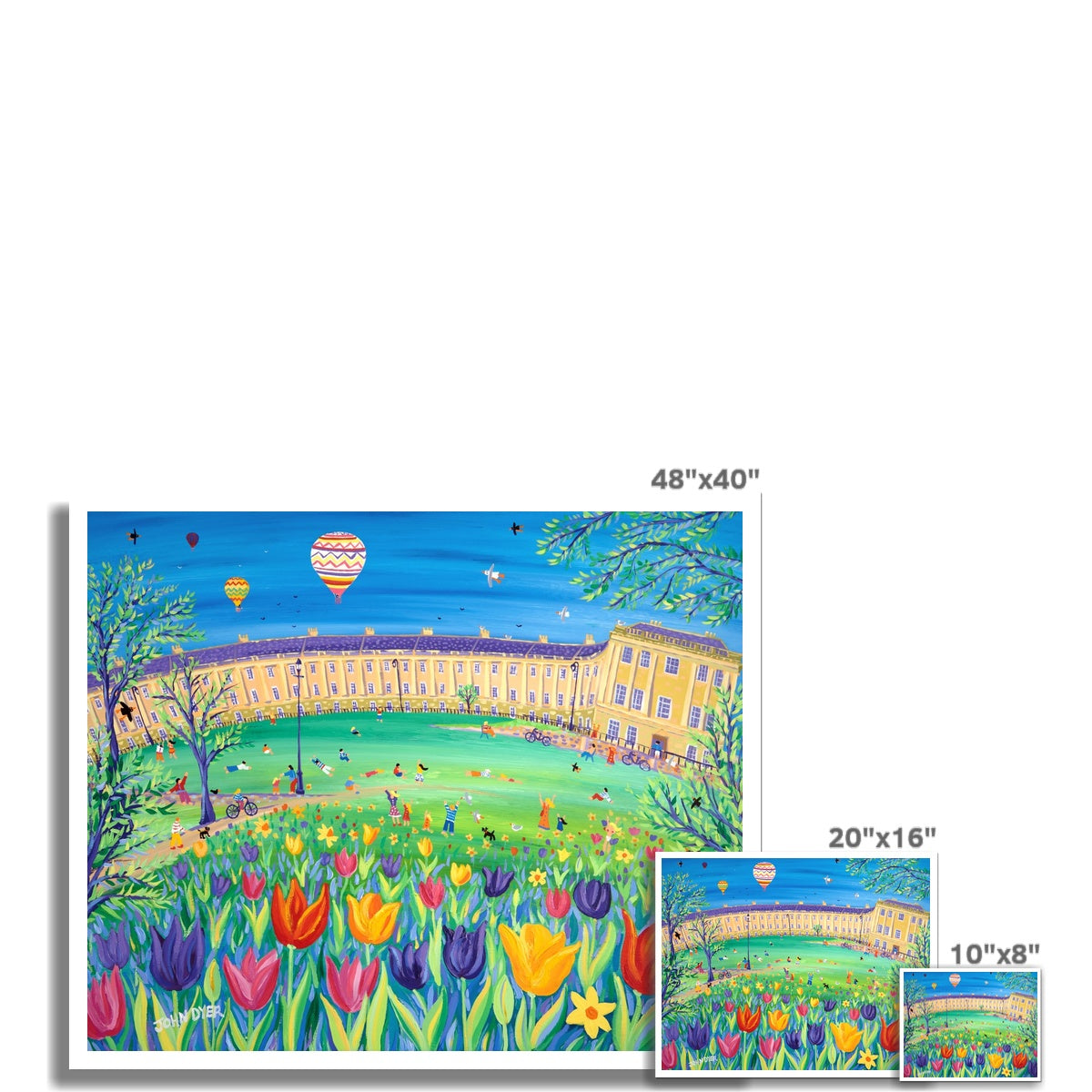 John Dyer Fine Art Open Edition Print. 'Balloons over the Royal Crescent, Bath'