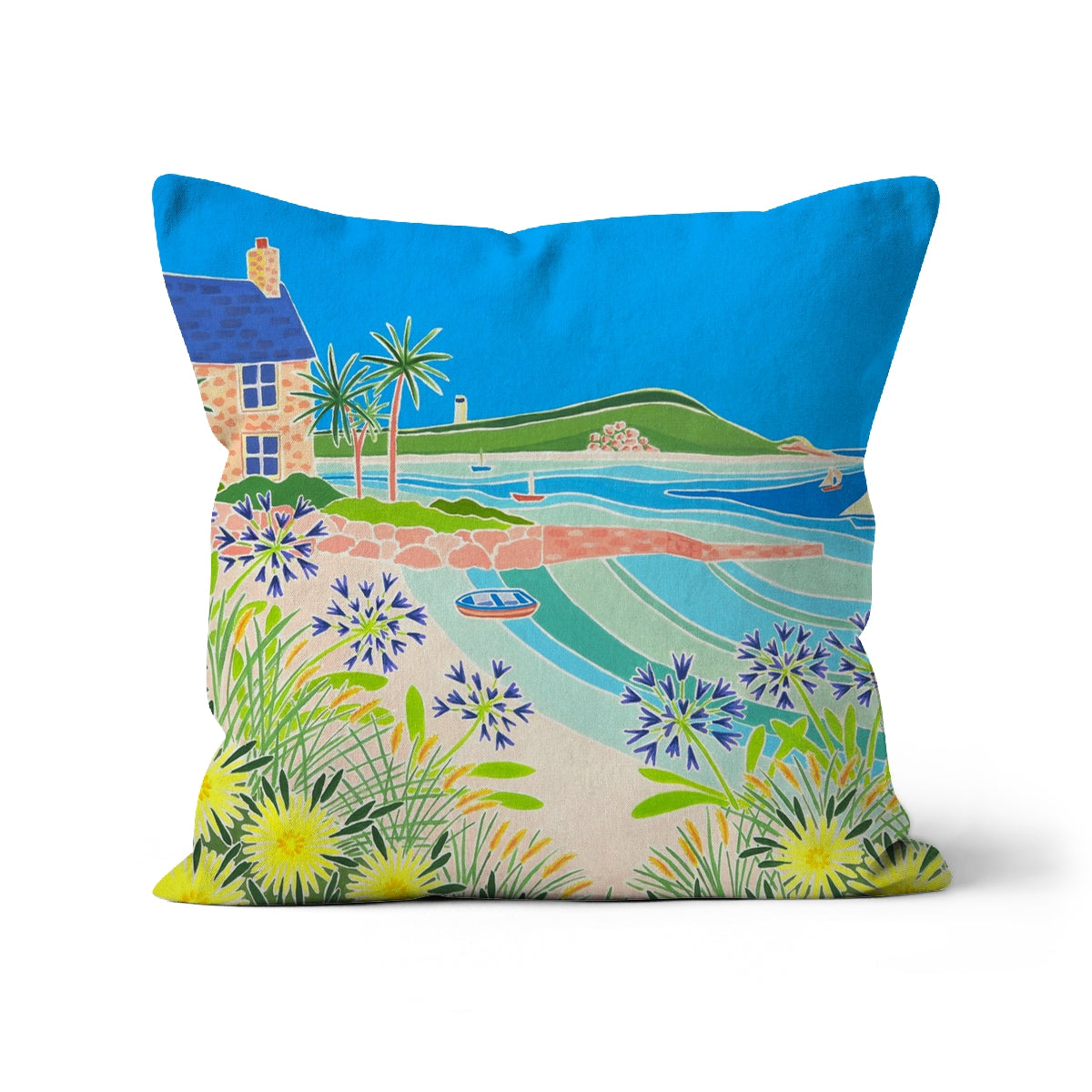Island Morning, Old Grimsby, Tresco. Art Cushion by Joanne Short