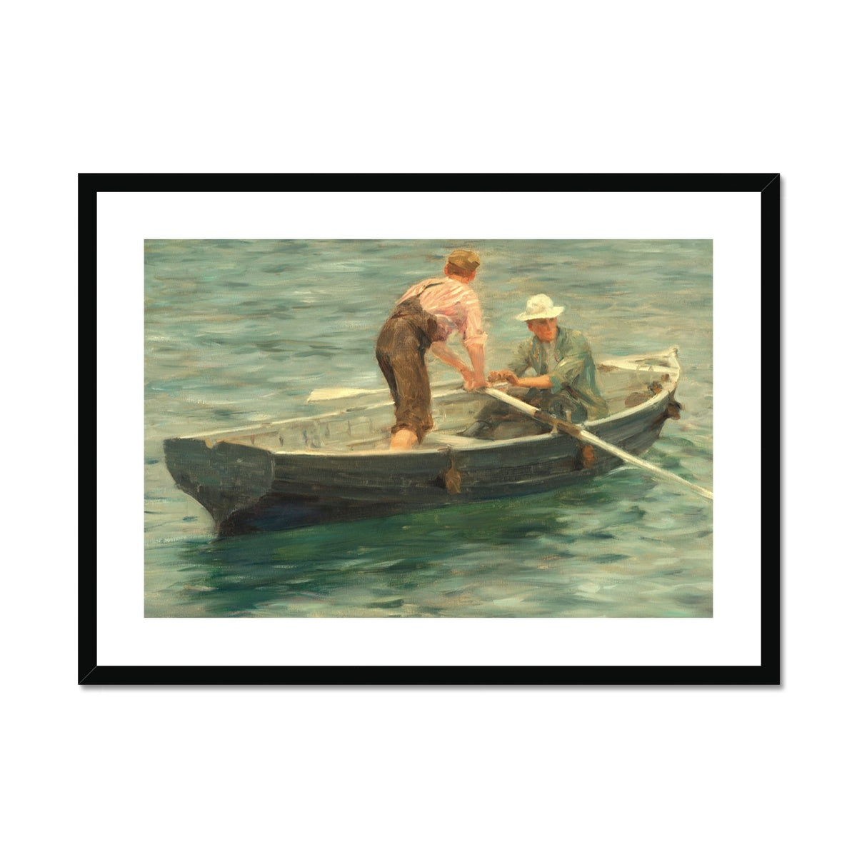 Going Ashore for the Skipper by Henry Scott Tuke. Framed Open Edition Fine Art Print. Historic Art