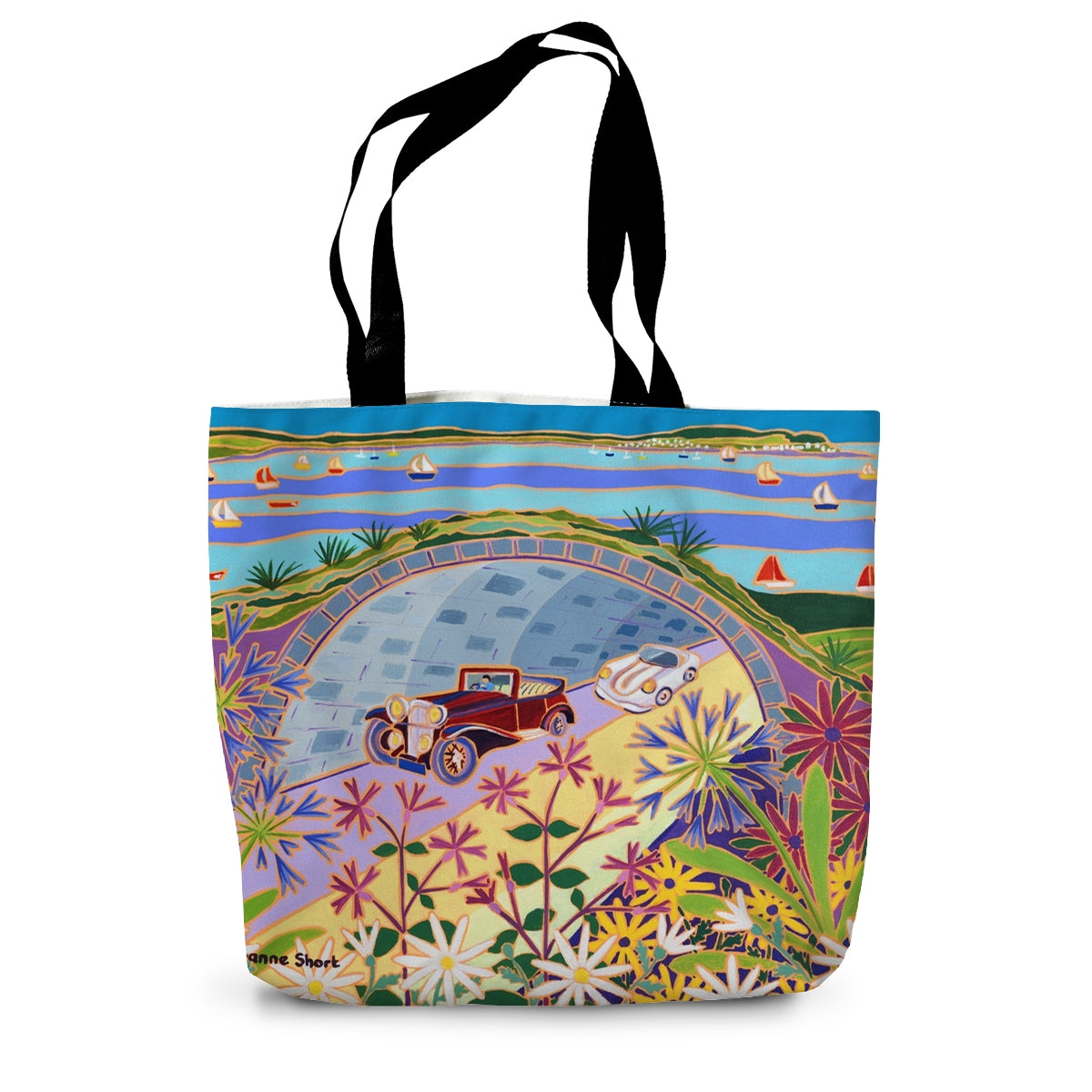 Joanne Short Canvas Tote Bag. Parading through the Pinnock Tunnel, Fowey Classic Car Parade