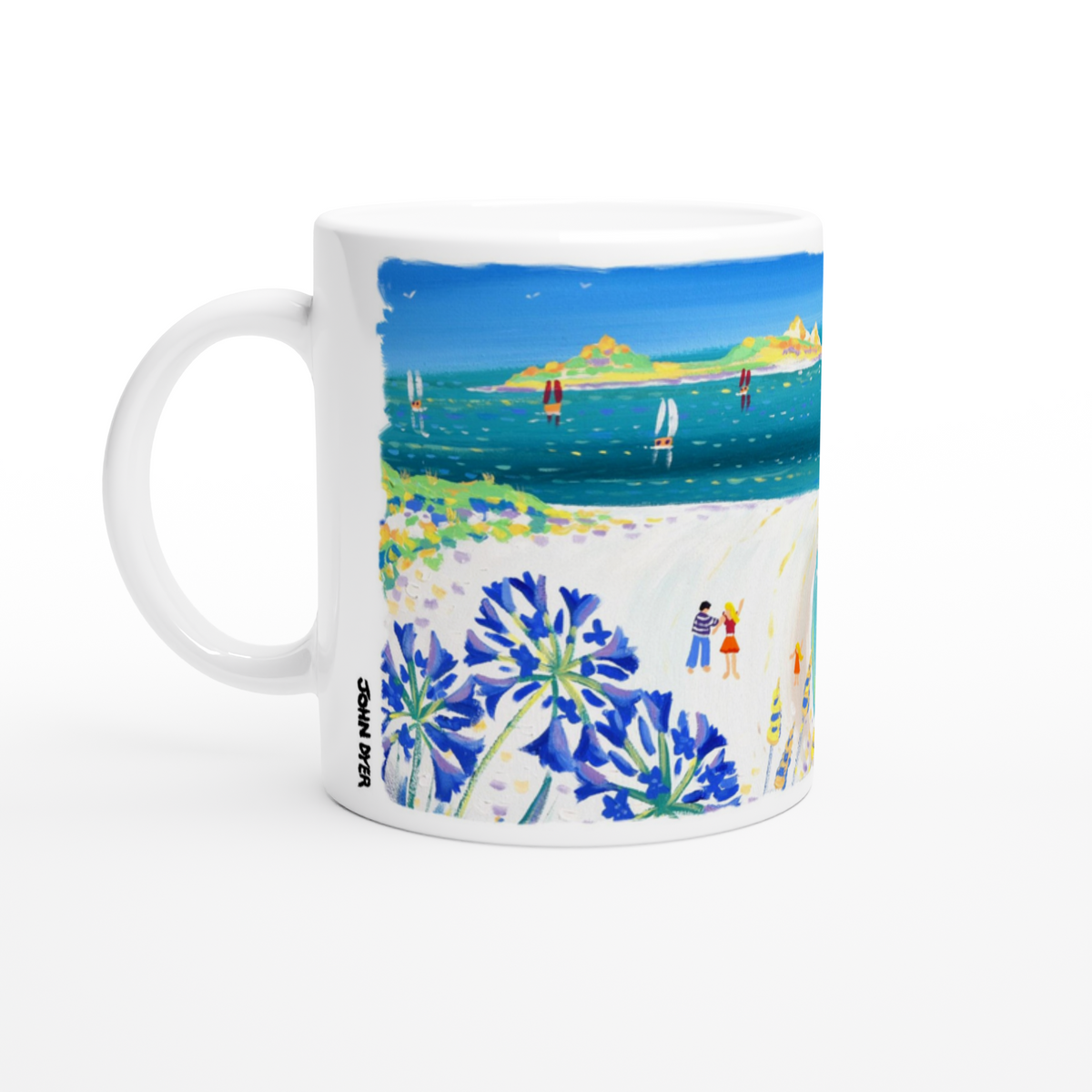 John Dyer Ceramic Cornish Art Mug. Agapanthus, Tresco Island, Isles of Scilly