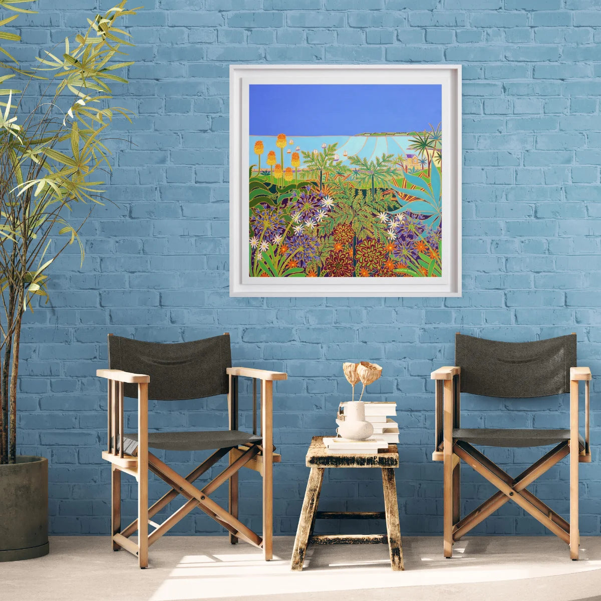 'Seaside View from Gyllyngdune Gardens, Falmouth', 30x30 inches oil on canvas. Painting by Cornish Artist Joanne Short.