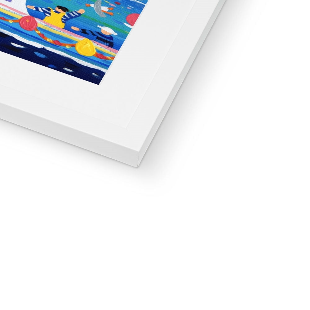 John Dyer Framed Open Edition Cornish Art Print. 'A Day out in Fowey'. Cornwall Art Gallery