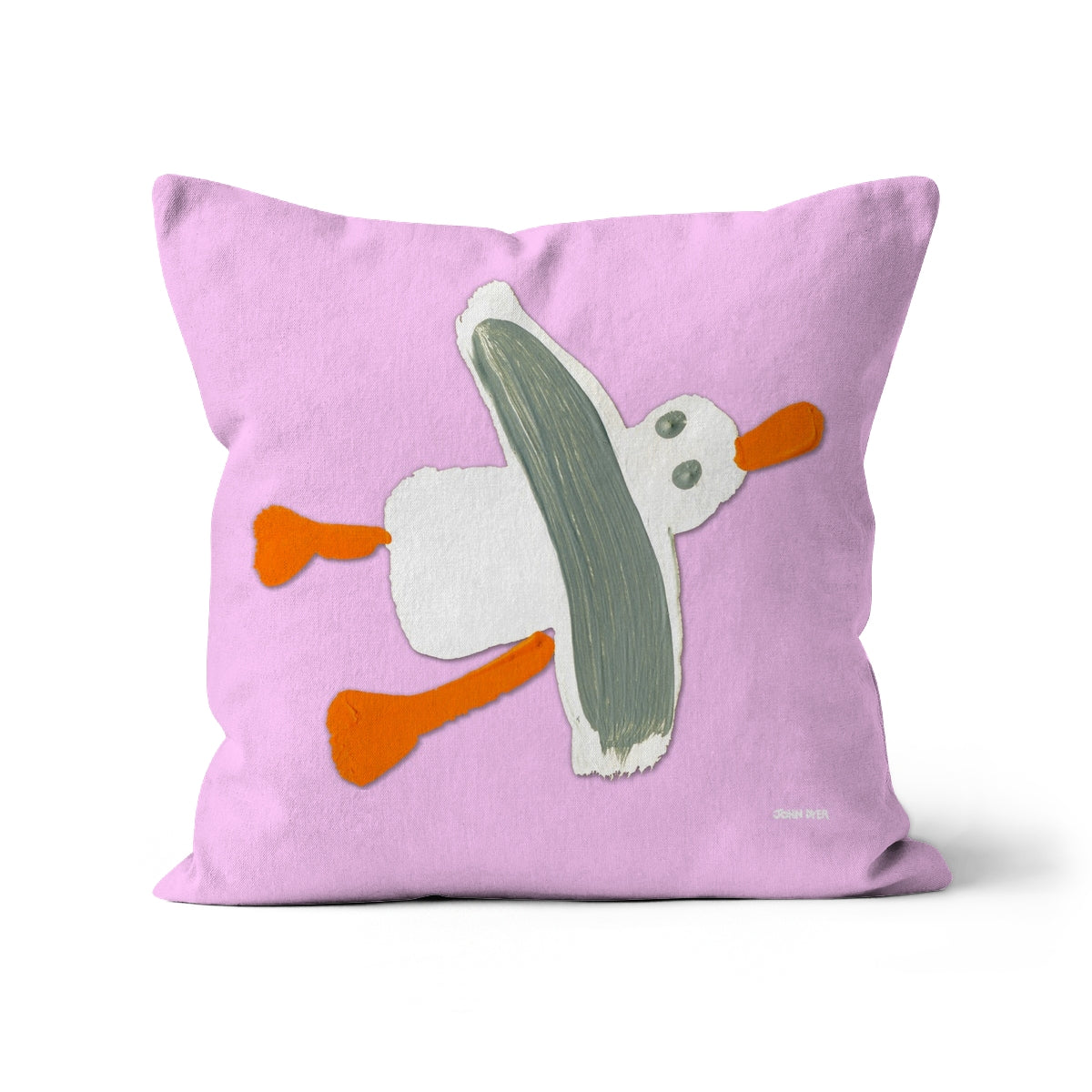 Pink Cornish Seagull Art Cushion by John Dyer