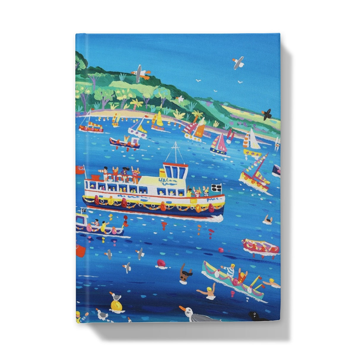 John Dyer Art Hardback Notebook Journal. Blue sky and Ferry Boats, Greenbank, Falmouth