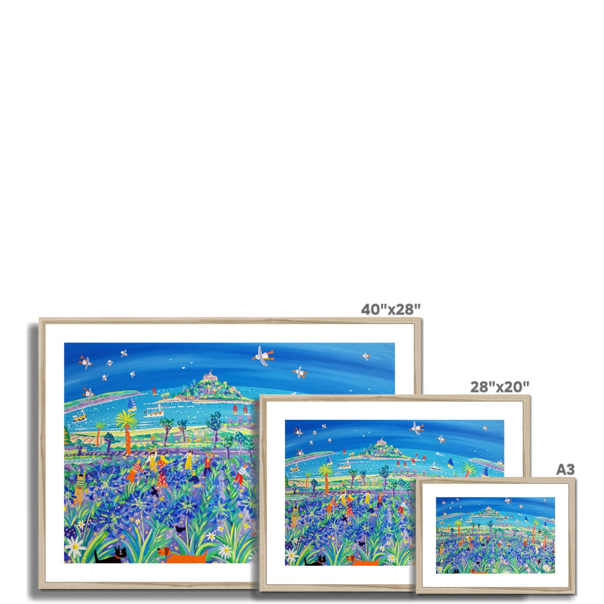 John Dyer Framed Open Edition Cornish Fine Art Print. 'Picking the Agapanthus, Mount's Bay'.