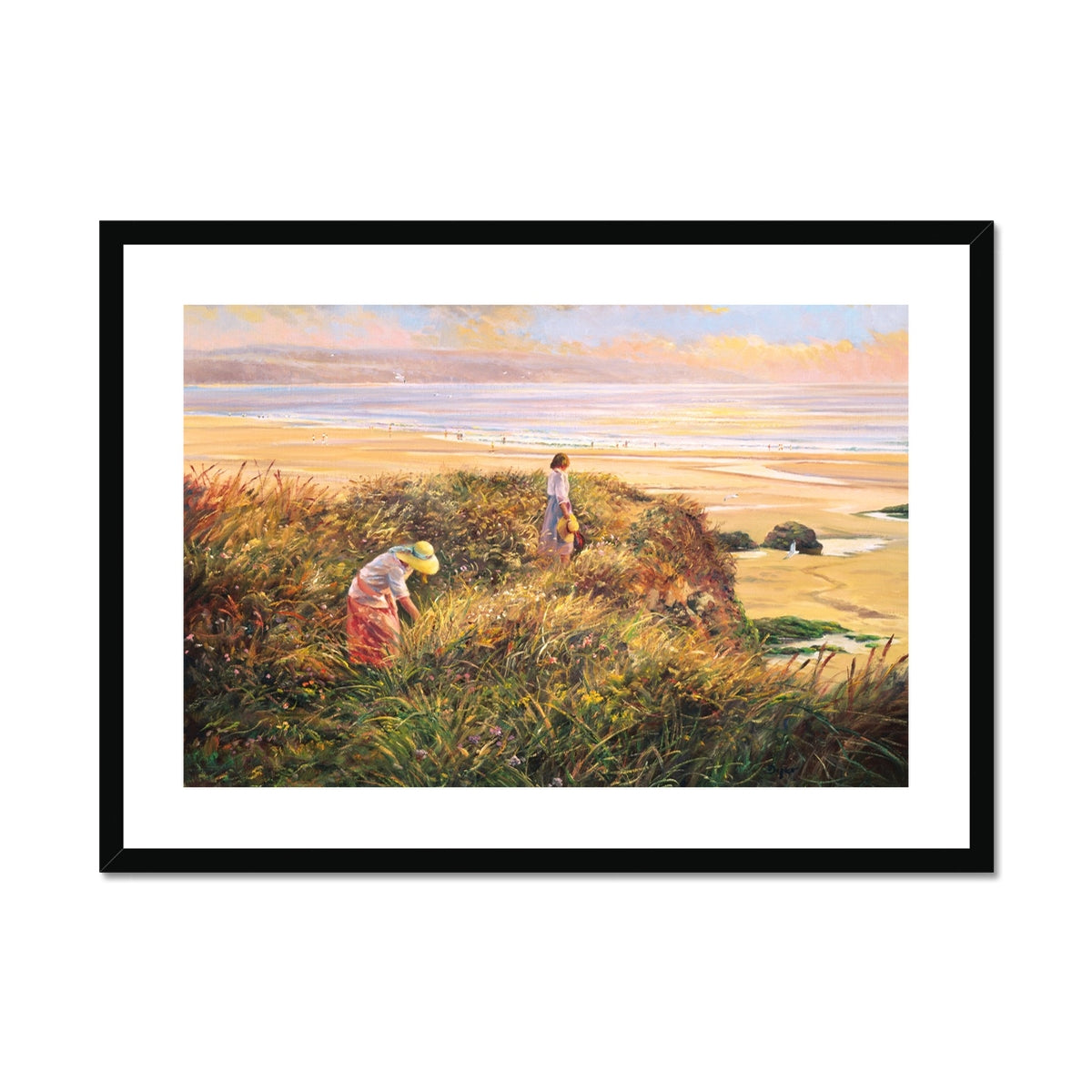 'Evening on the Cliffs' by Ted Dyer. Framed Open Edition Coastal Cornish Fine Art Print.