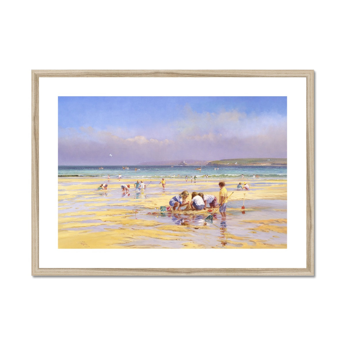 Ted Dyer Framed Open Edition Cornish Fine Art Beach Print. &#39;Summer Days, St Ives&#39;. Cornwall Art Gallery