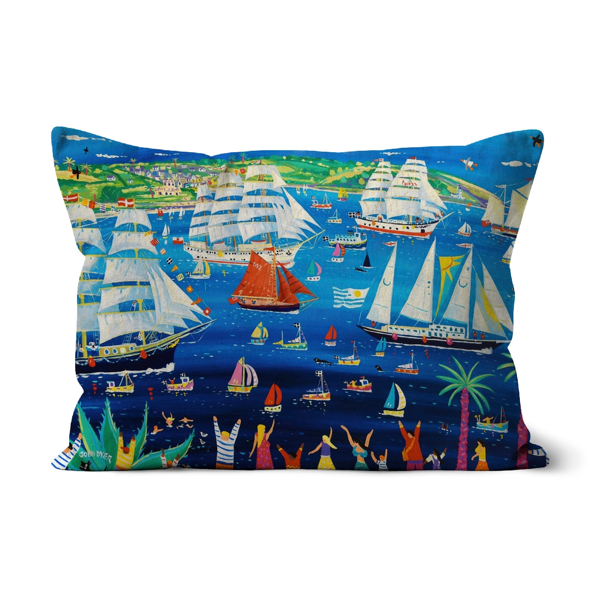 Tall Ships, Falmouth, Cornwall Art Cushion by John Dyer