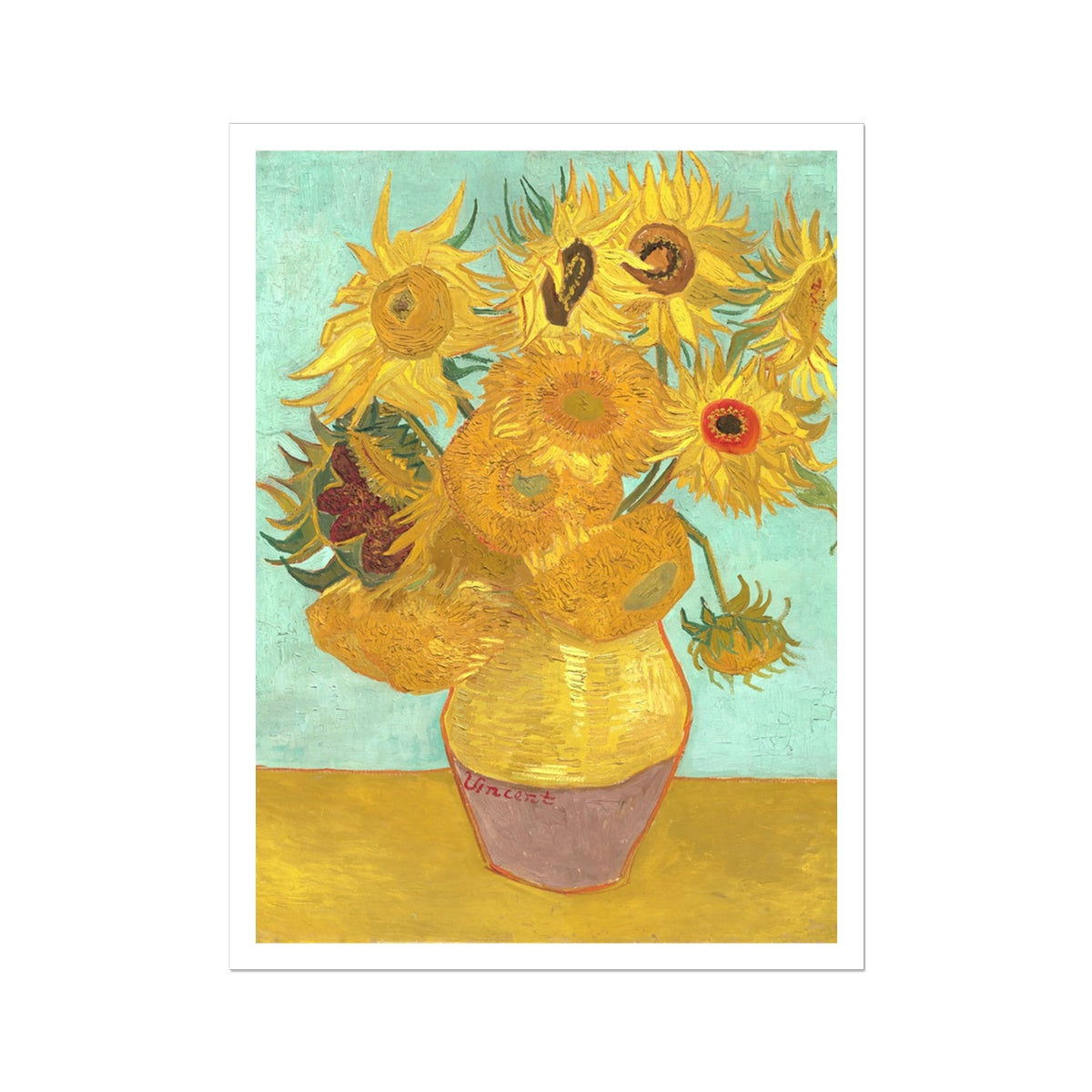 'Sunflowers' by Vincent Van Gogh. Garden Flowers Still Life Open Edition Art Print. Art Gallery Historic Art