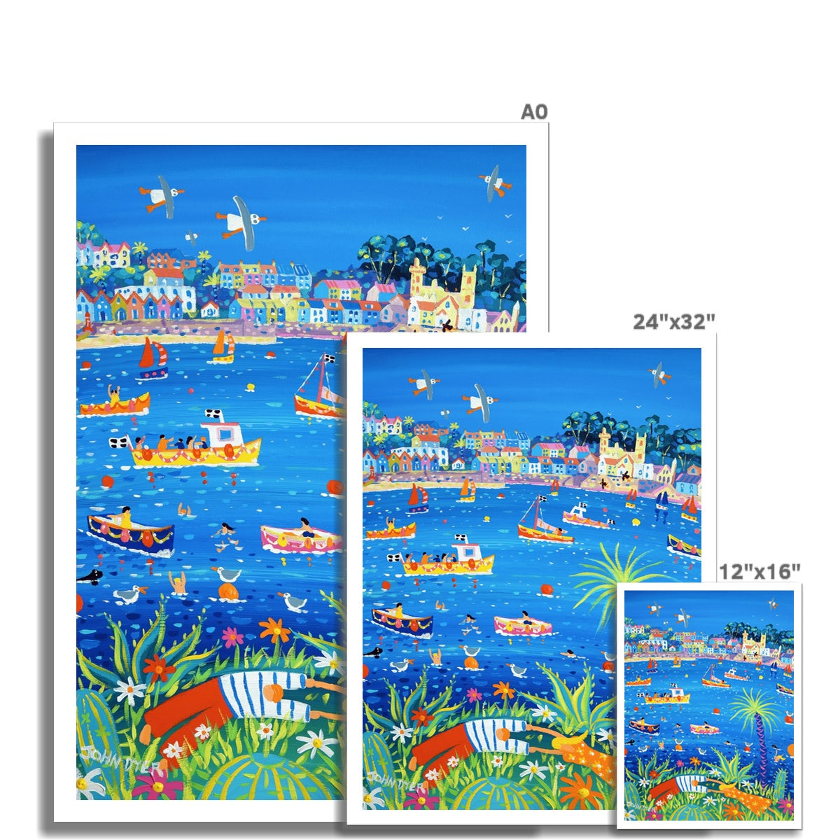 John Dyer Fine Art Print. Open Edition Cornish Art Print. 'Fowey River Lovers'. Cornwall Art Gallery