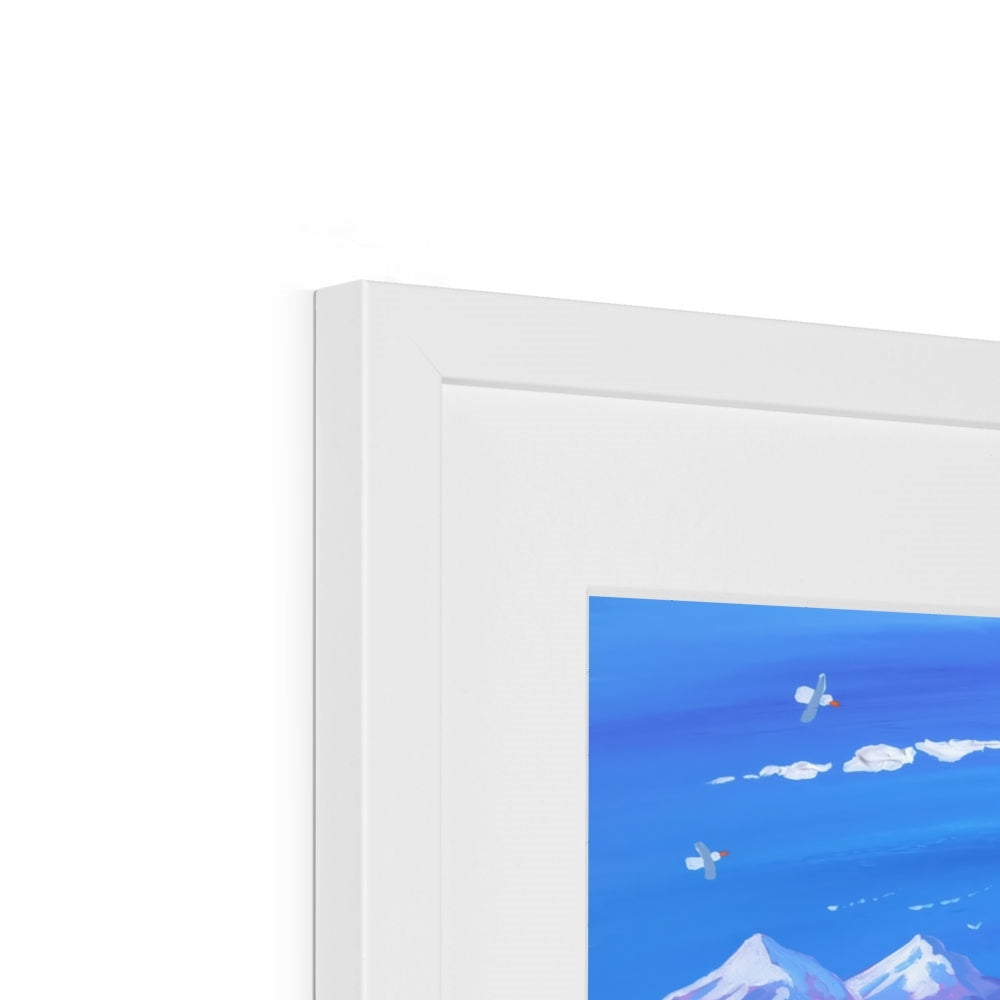 John Dyer Framed Open Edition Peruvian Art Print. 'Music and Llamas at the Potato Harvest, Taquile Island, Peru'