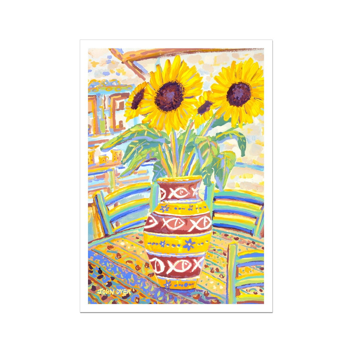 John Dyer Fine Art Print. Open Edition French Art Print. 'Flowers Full of Sunshine' Sunflower Still-Life. French Art Gallery