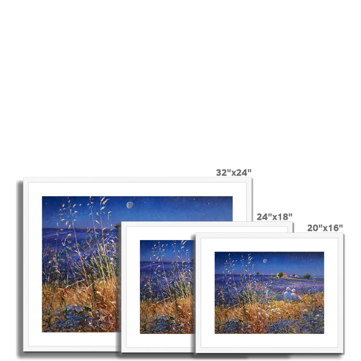 'Lavender Fields under the Stars, Provence' by Ted Dyer. Framed Open Edition French Fine Art Print.