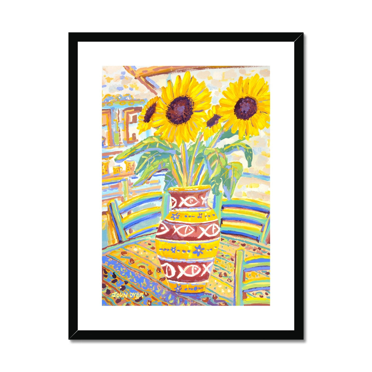 John Dyer Framed Open Edition French Sunflower Art Print. 'Flowers Full of Sunshine'