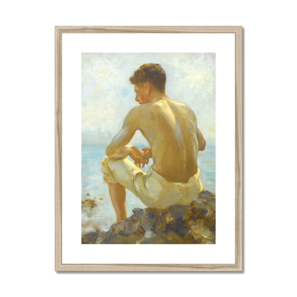 A Young Sailor by Henry Scott Tuke. Framed Open Edition Fine Art Print. Historic Art