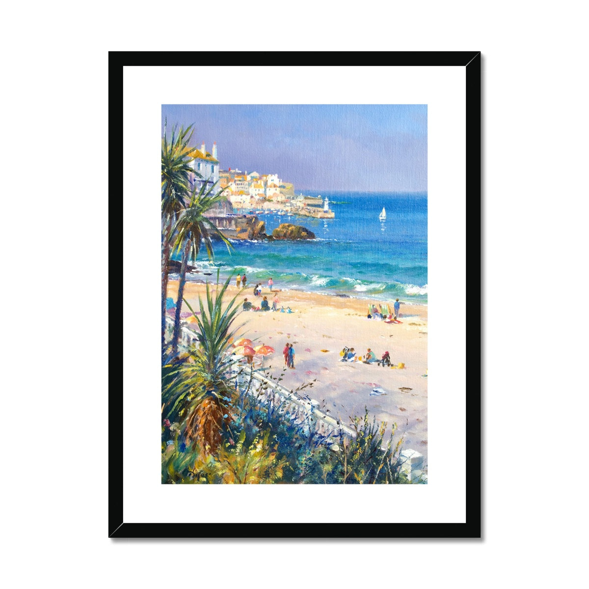  Ted Dyer Framed Open Edition Cornish Fine Art Print. 'Afternoon on the Beach. St Ives'. Cornwall Art Gallery