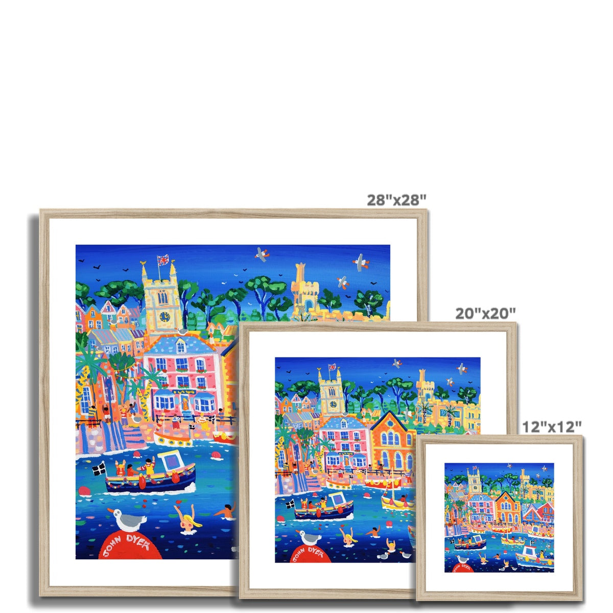 John Dyer Framed Open Edition Cornish Art Print. 'A Day out in Fowey'. Cornwall Art Gallery