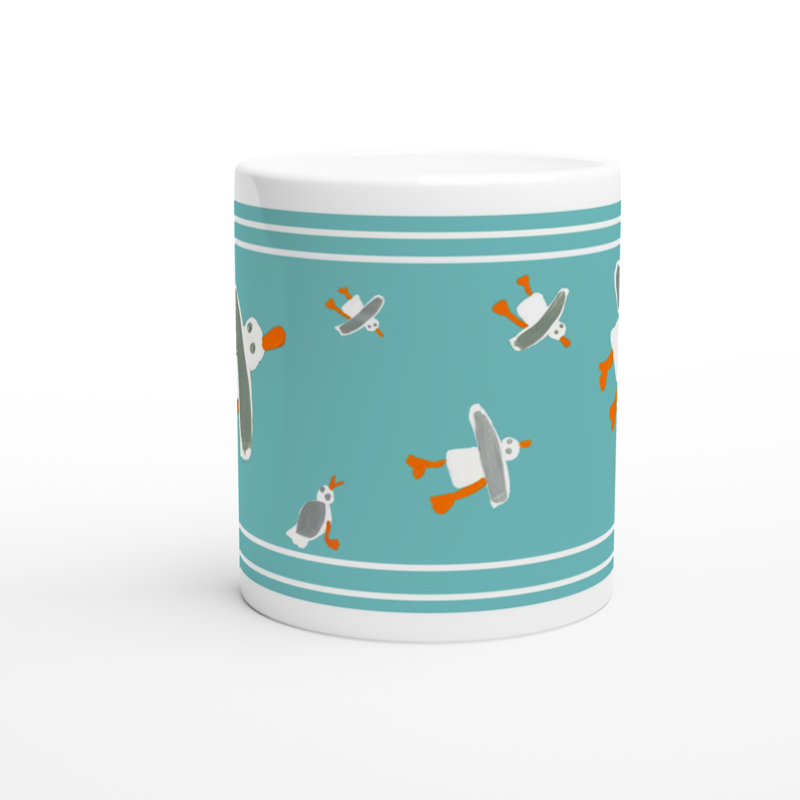 Cornish Seagulls Teal Ceramic Art Mug Bundle Set by John Dyer