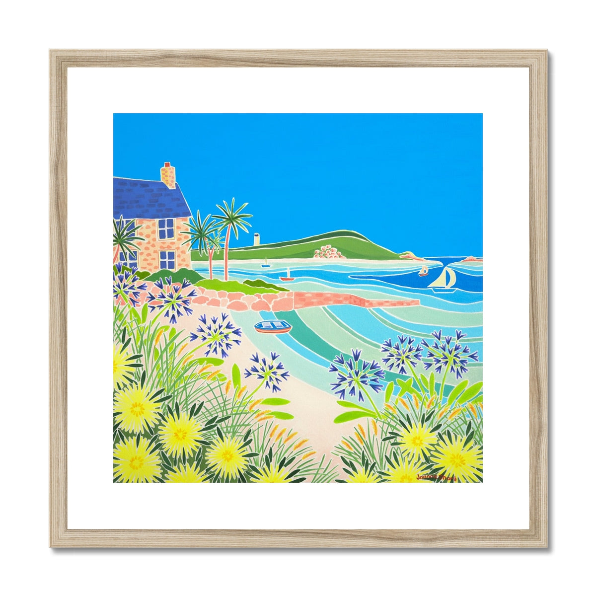 Joanne Short Framed Open Edition Cornish Art Print. 'Island Morning, Old Grimsby, Tresco'.