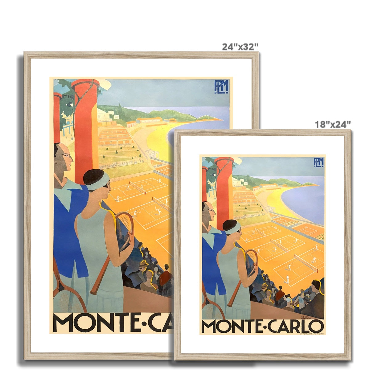 Vintage Travel Poster Print of Monte-Carlo Masters Tennis, Monaco by Roger Broders. Open Edition Fine Art Print. Historic Art Framed and Mounted Print