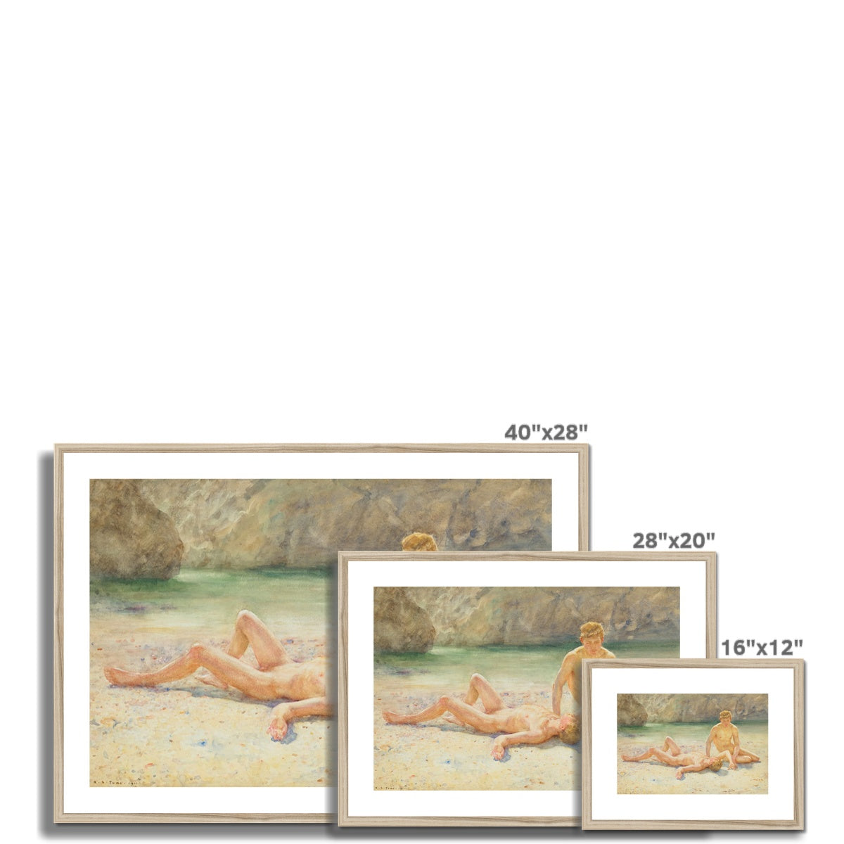 Bathing Group, Noonday Heat by Henry Scott Tuke. Framed Open Edition Fine Art Print. Historic Art