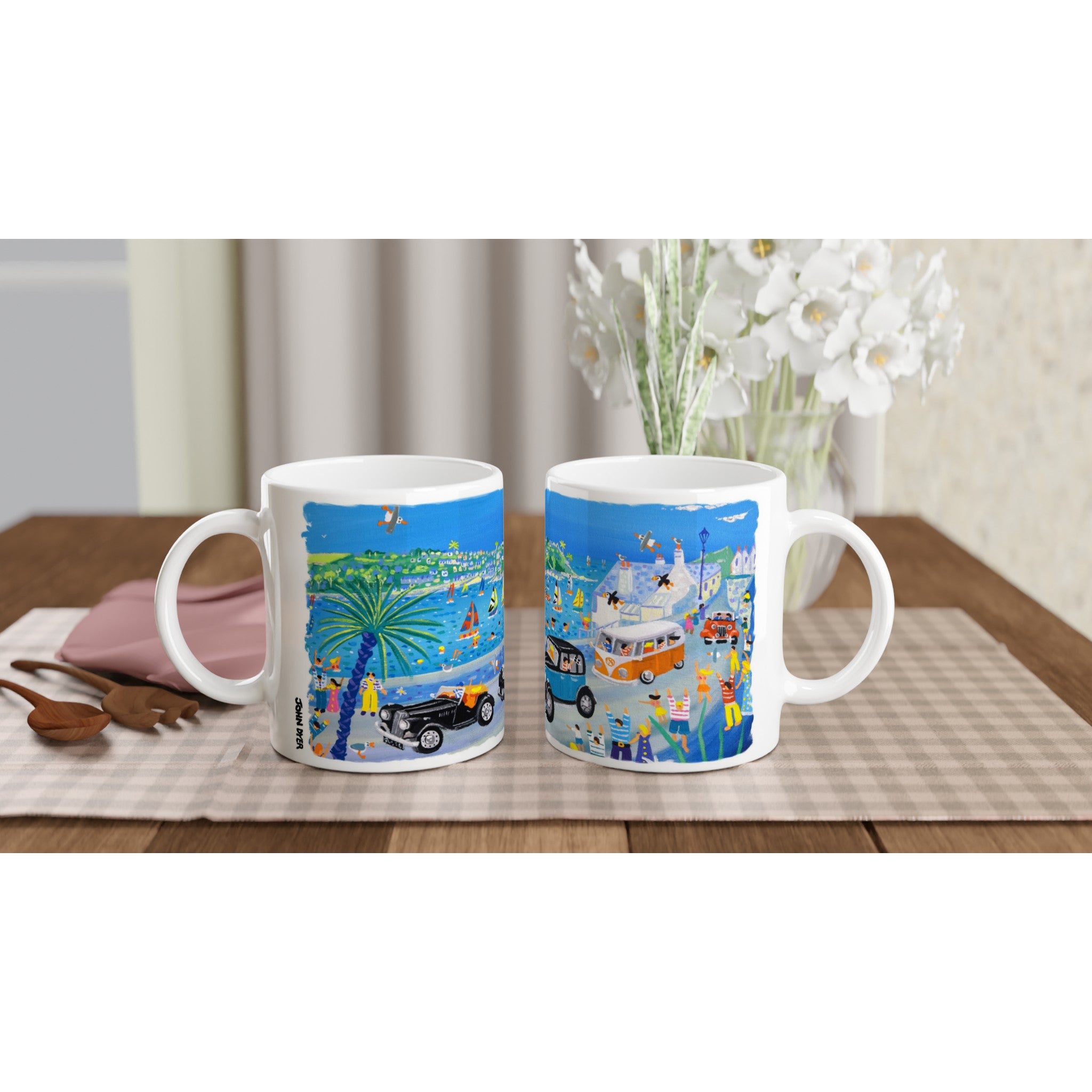 John Dyer Ceramic Cornish Art Fowey Classic Car Parade