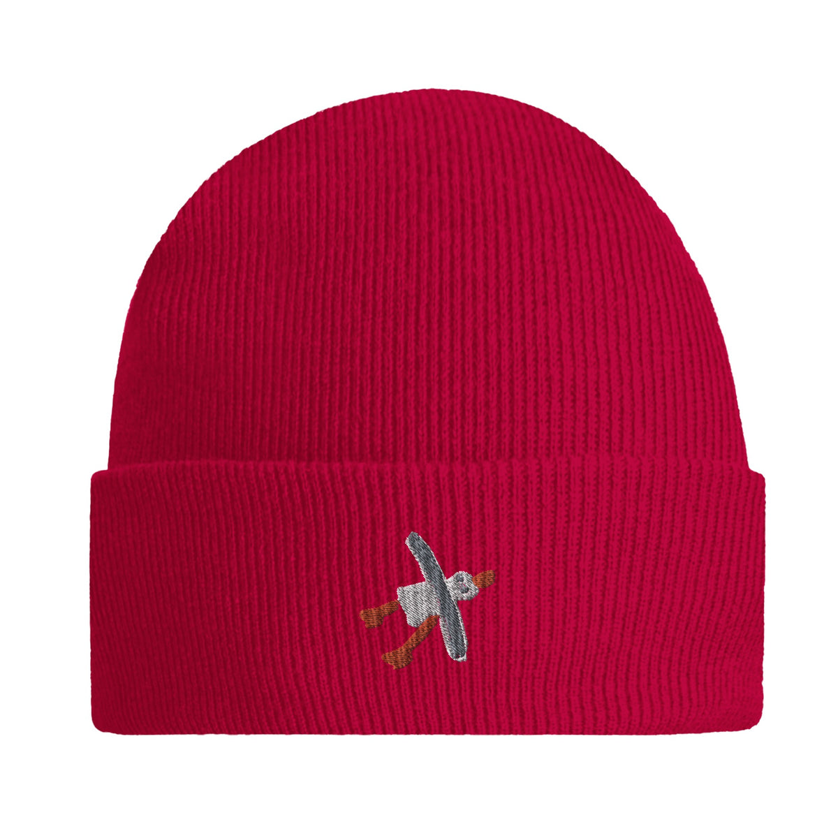 Original Beechfield Cuffed Beanie with John Dyer Embroidered Cornish Seagull - red