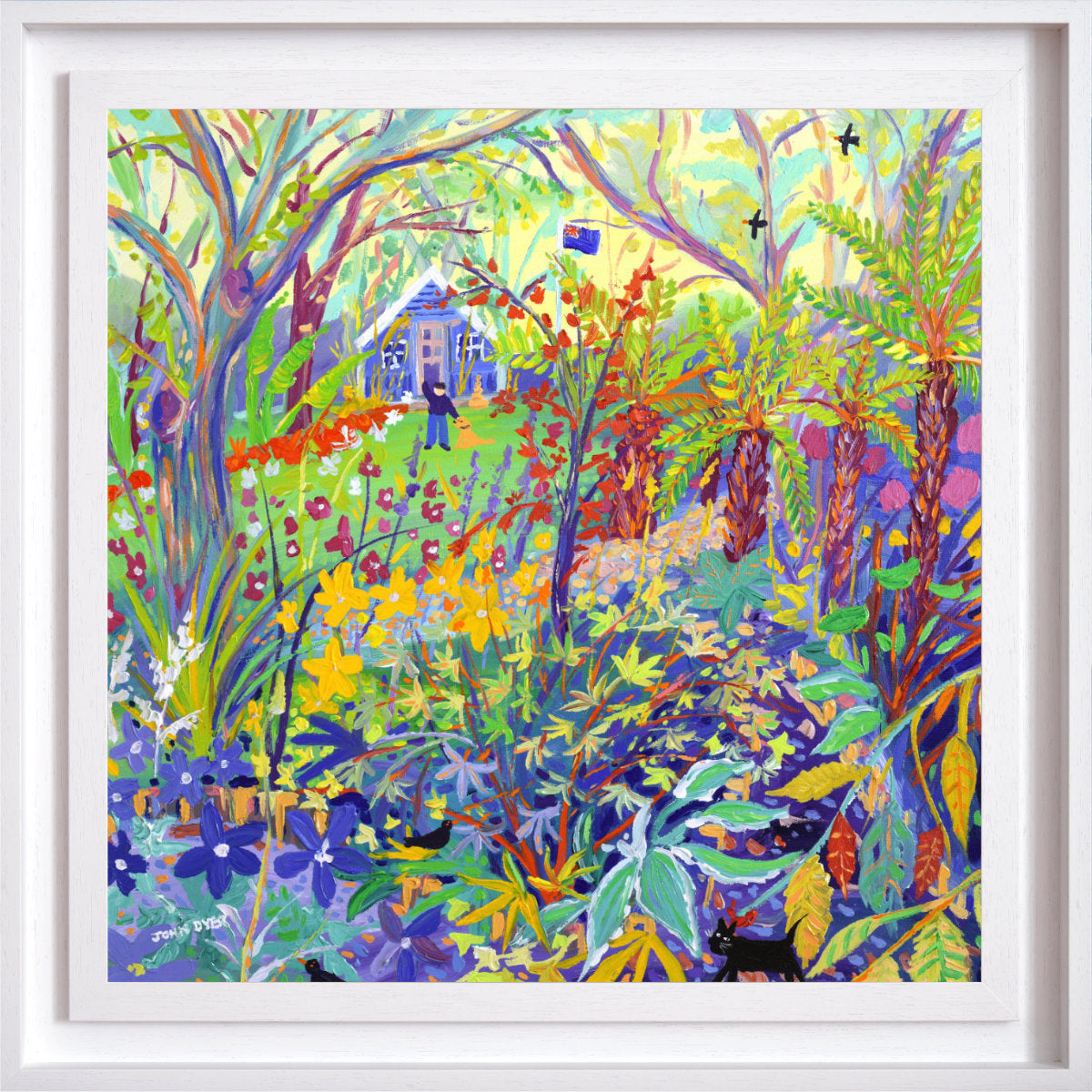 Original Painting by John Dyer. 'Alan Titchmarsh and the Tree Ferns, Barleywood.' BBC Gardeners' World Garden. 24x24 inches acrylic on canvas