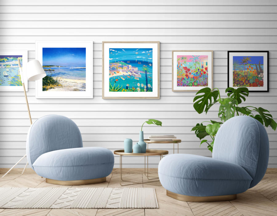 Framed open edition fine art prints of Cornwall by Joanne Short, Ted Dyer and John Dyer in a room setting