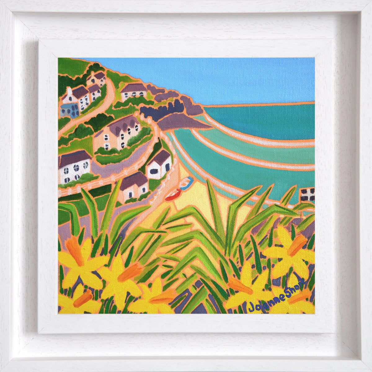 'Springtime at Trevaunance Cove, St Agnes', 8 x 8 inches oil on canvas. Painting by Cornish Artist Joanne Short