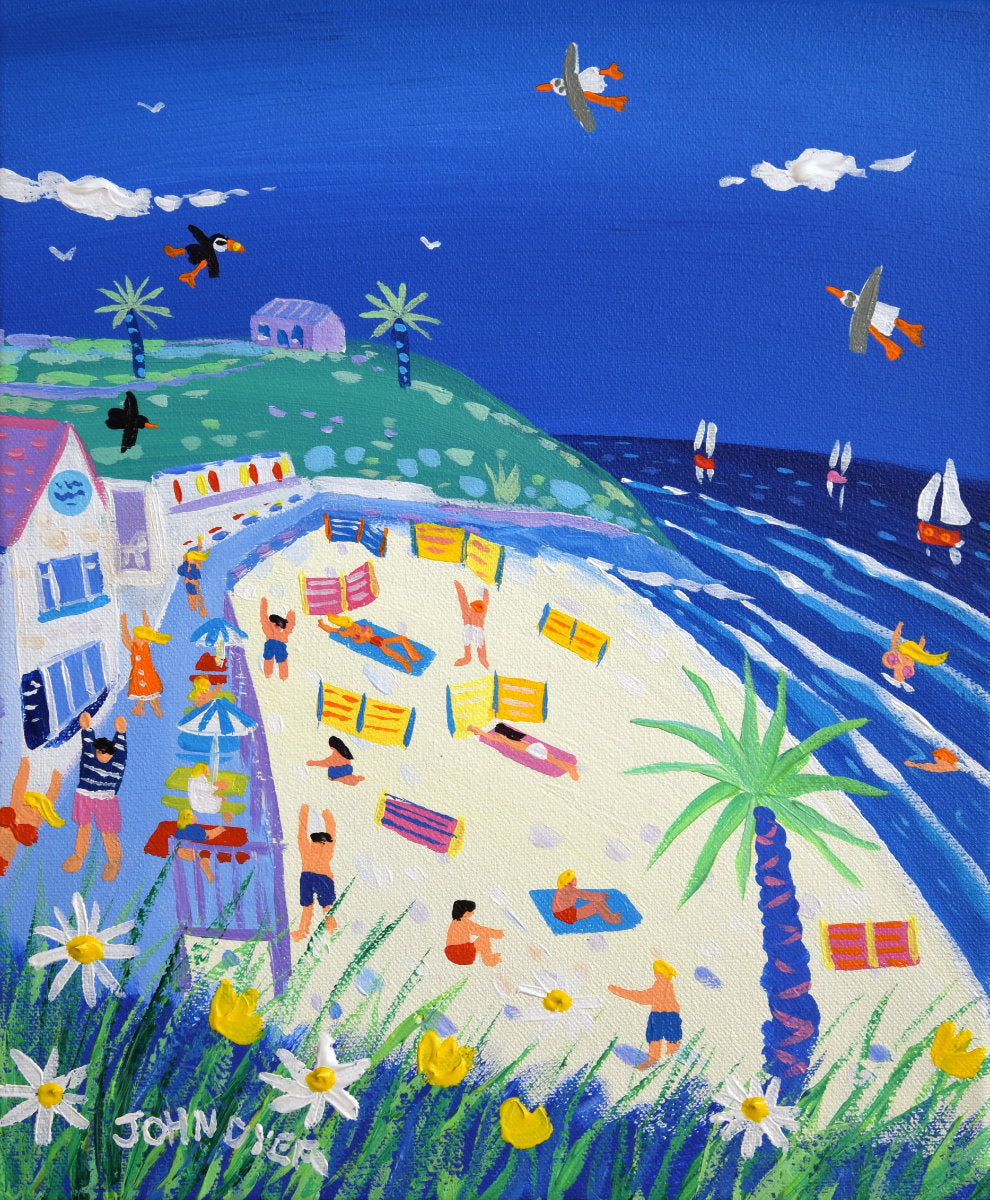 'Perfect Porthgwidden, St Ives', 12x10 inches acrylic on canvas. Paintings of Cornwall. Cornish Artist John Dyer. Cornwall Art Gallery